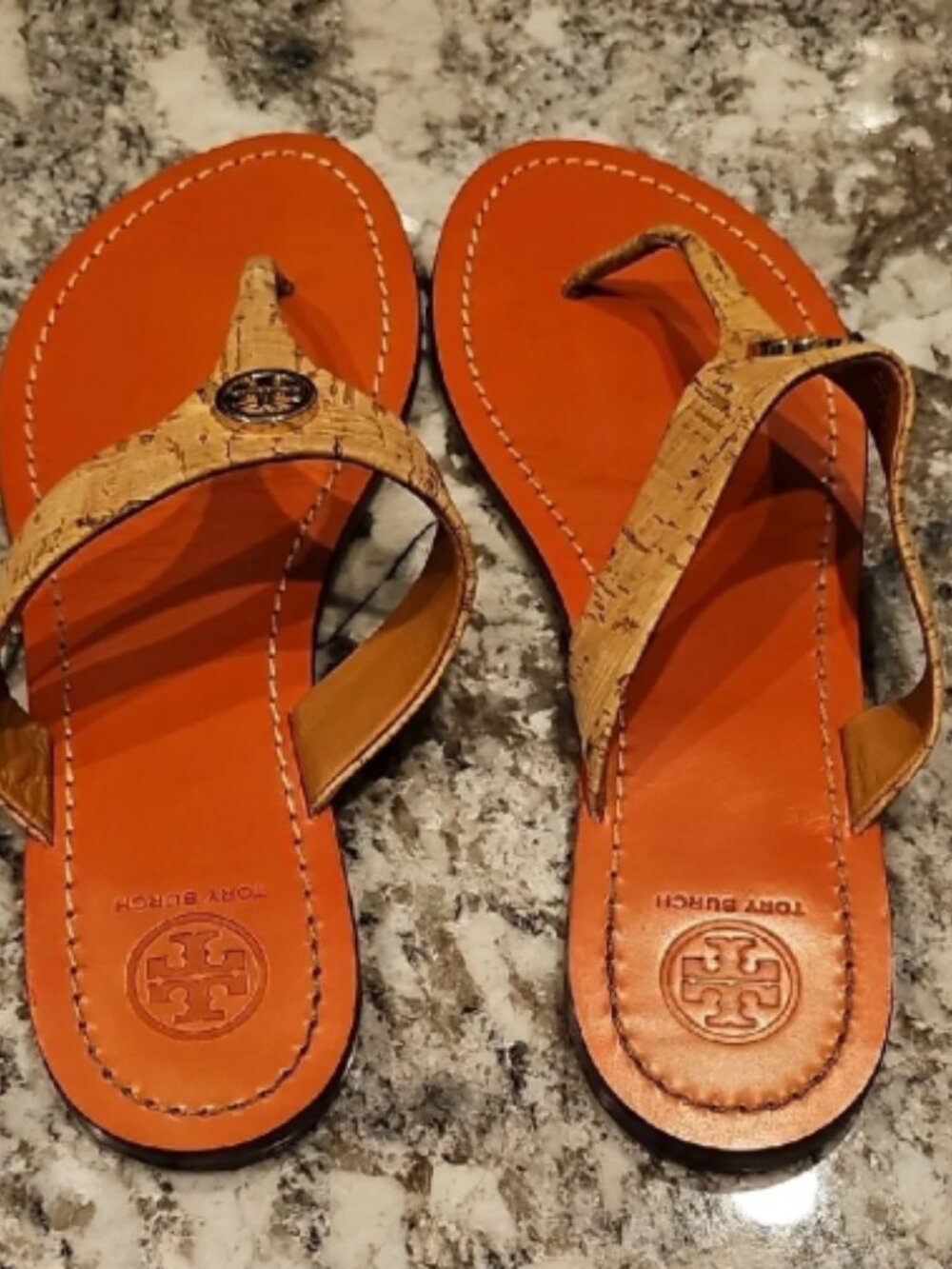 Tory Burch Sandals Cork Espadrilles Flip Flop Thong Women 8.5 - Picture 5 of 6